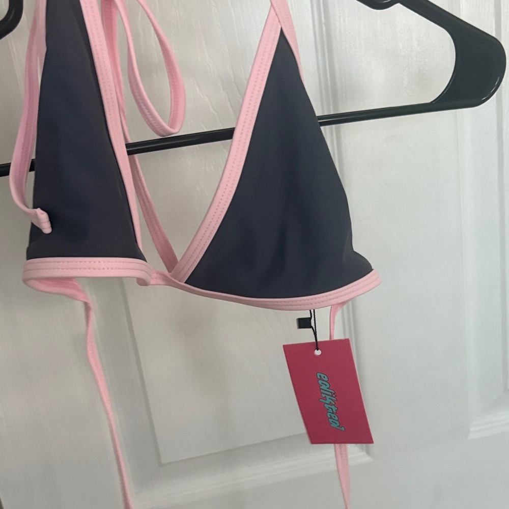 Stylish Gray and Pink Bikini Top
